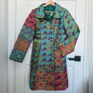 Desigual Multicolor Floral Patchwork Coat